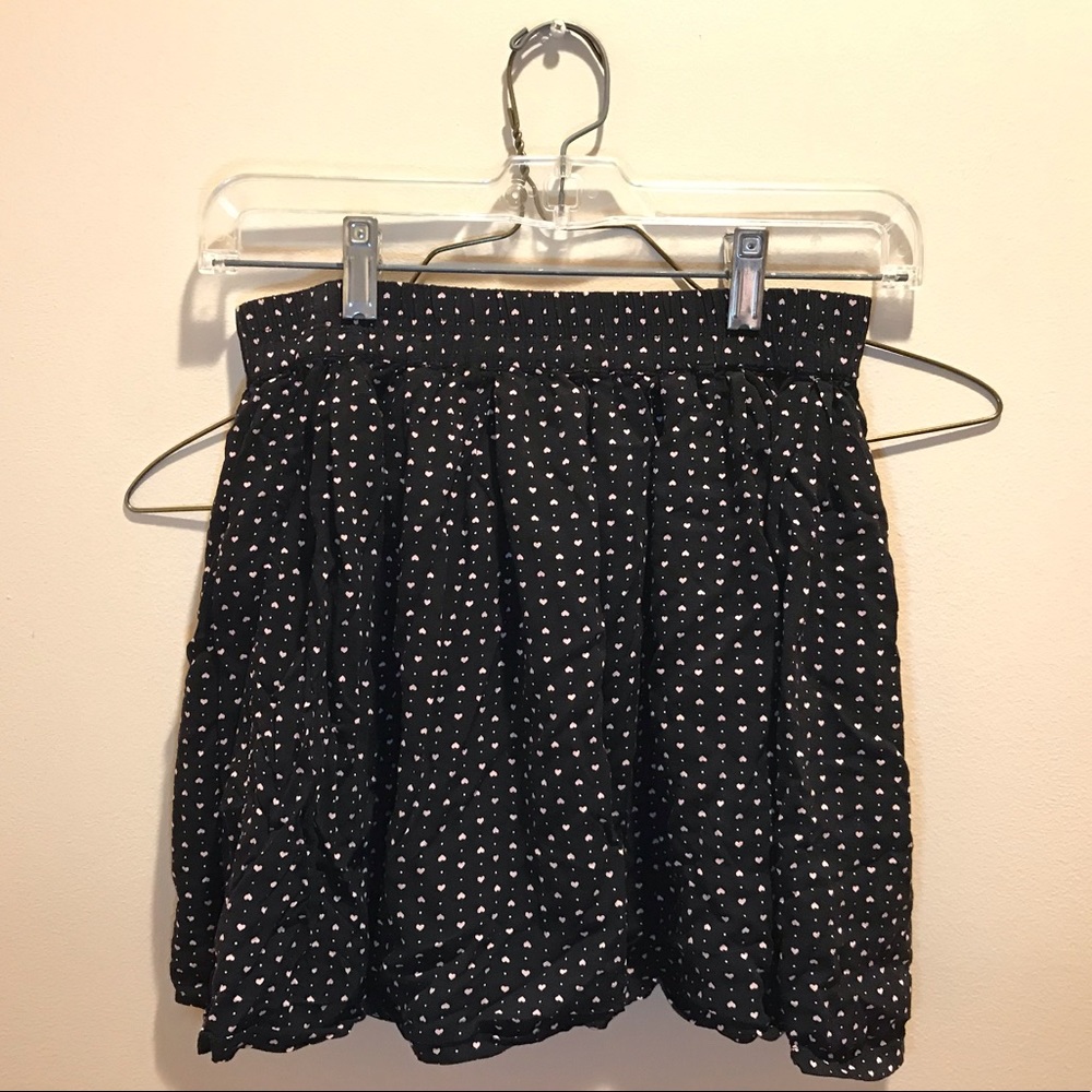 Black Skirt with Heart Print